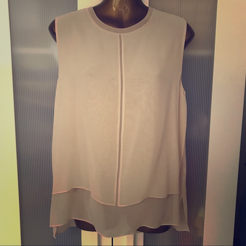 Vince Cream Rose Sleeveless Top Size Large